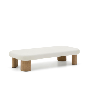 Mesa de centro de exterior Labra en hormigón y madera de acacia, 140 x 70 cm