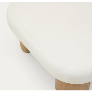 Mesa de centro de exterior Labra en hormigón y madera de acacia, 140 x 70 cm