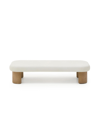 Mesa de centro de exterior Labra en hormigón y madera de acacia, 140 x 70 cm
