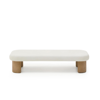 Mesa de centro de exterior Labra en hormigón y madera de acacia, 140 x 70 cm