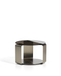 Mesa de centro Dolven de cristal marrón y acero cepillado, Ø60 cm