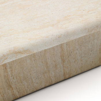 Mesa de centro Drasi de hormigón con acabado travertino, 140 x 70 cm