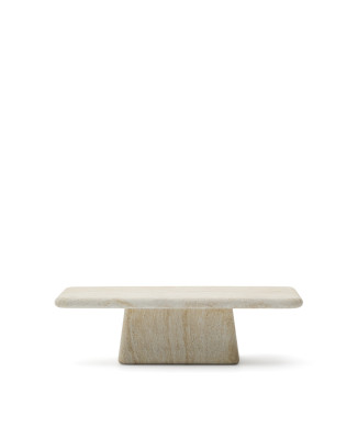 Mesa de centro Drasi de hormigón con acabado travertino, 140 x 70 cm