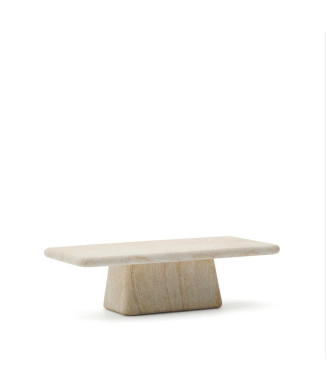 Mesa de centro Drasi de hormigón con acabado travertino, 140 x 70 cm