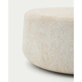 Mesa de centro Drasi en hormigón con acabado efecto travertino, Ø 90 cm