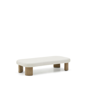 Mesa de centro Labra en hormigón y madera de acacia, 140 x 70 cm