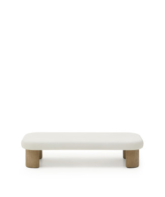 Mesa de centro Labra en hormigón y madera de acacia, 140 x 70 cm