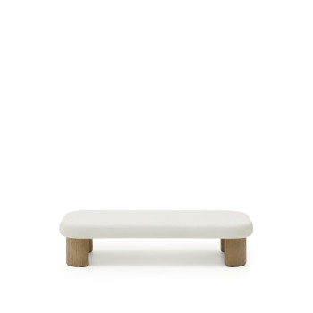 Mesa de centro Labra en hormigón y madera de acacia, 140 x 70 cm