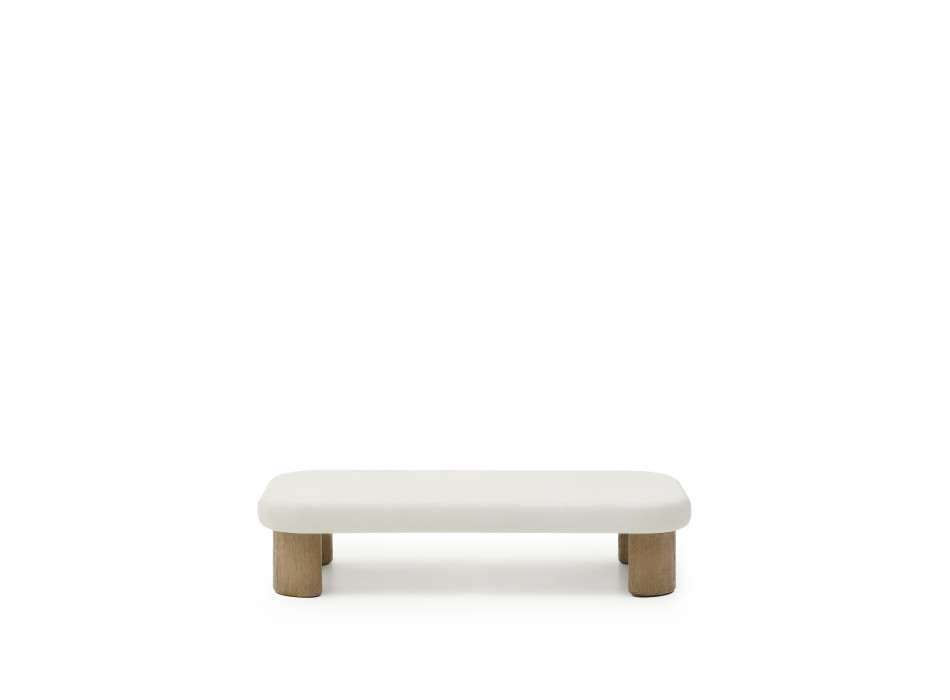 Mesa de centro Labra en hormigón y madera de acacia, 140 x 70 cm