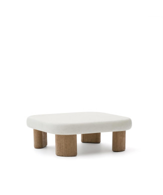 Mesa de centro Labra en hormigón y madera de acacia, 80 x 80 cm
