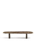Mesa de centro Pirita en mármol marrón y patas de roble macizo con acabado