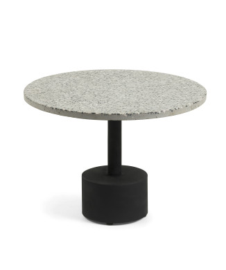 Mesa de centro Delano en terrazo gris y patas de acero acabado negro Ø 55 cm