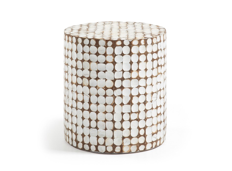 Mesa de centro Necoco en madera maciza de mango y cáscaras de coco