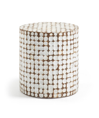 Mesa de centro Necoco en madera maciza de mango y cáscaras de coco Ø 40 cm