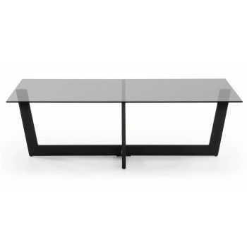 Mesa de centro Plam 120 x 70 cm cristal negro gris humo