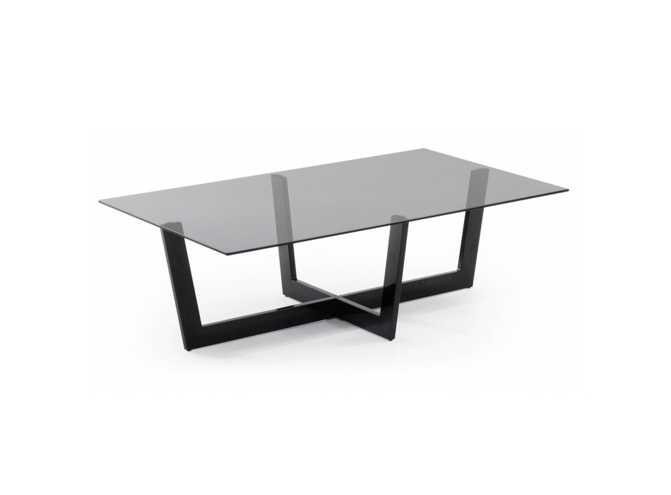 Mesa de centro Plam 120 x 70 cm cristal negro gris humo