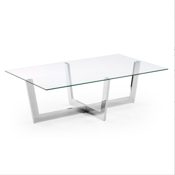 Mesa de centro Plam 120 x 70 cm cristal negro gris humo