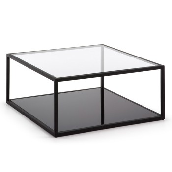 Mesa de centro cuadrada Blackhill de 80 x 80 cm en cristal transparente negro