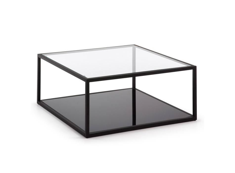 Mesa de centro cuadrada Blackhill de 80 x 80 cm en cristal transparente negro