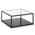 Mesa de centro cuadrada Blackhill de 80 x 80 cm en cristal negro transparente