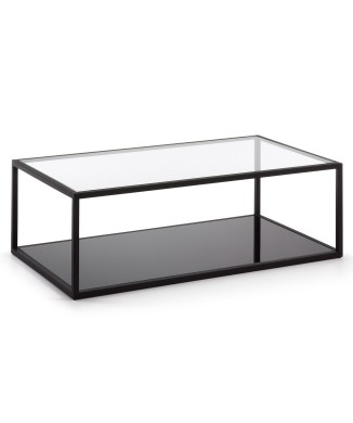 Tavolino rettangolare Blackhill 110 x 60 cm nerollo vetro nero trasparente