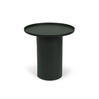 Mesa de centro redonda Fleksa de metal verde oscuro, Ø 45 cm.