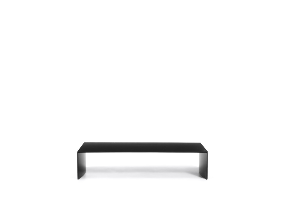 Mesa de centro Litto, MDF lacado en negro, 140 x 70 cm