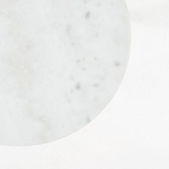 Mesa de centro Sheffield de mármol blanco y patas de acero con acabado dorado, Ø 43 cm