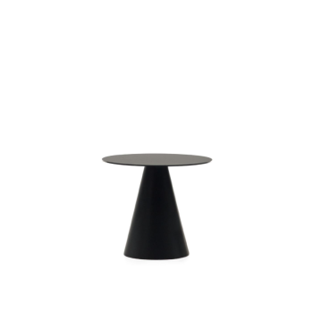 Mesa de centro Wilshire de cristal templado y metal con acabado pintado negro, Ø 50 cm