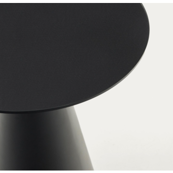 Mesa de centro Wilshire de cristal templado y metal con acabado pintado negro, Ø 50 cm