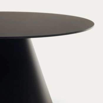 Mesa de centro Wilshire en cristal templado esmerilado y acero pintado Ø80cm