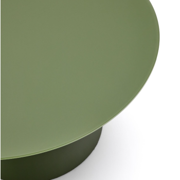 Mesa de centro Wilshire en cristal templado esmerilado y acero pintado Ø80cm