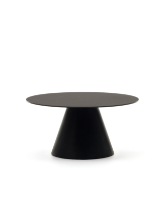 Mesa de centro Wilshire en cristal templado esmerilado y acero pintado Ø80cm