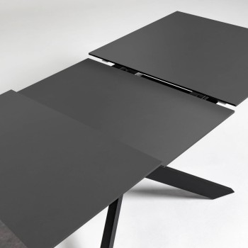 Tavolo allungabile Atminda in vetro e gambe in acciaio finitura nera 160 (210) x 90 cm