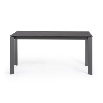Mesa extensible Axis en porcelana Roca Vulcano con patas gris oscuro 160 (220) cm
