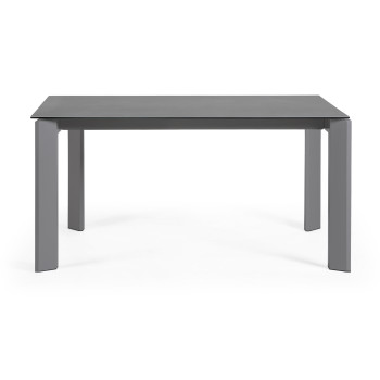 Mesa extensible Axis en porcelana Roca Vulcano con patas gris oscuro 160 (220) cm