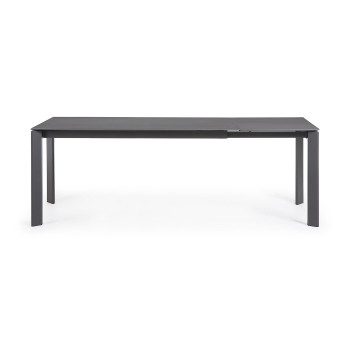 Mesa extensible Axis en porcelana Roca Vulcano con patas gris oscuro 160 (220) cm