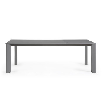 Mesa extensible Axis en porcelana Roca Vulcano con patas gris oscuro 160 (220) cm