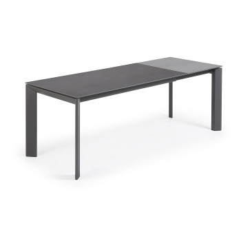 Mesa extensible Axis en porcelana Roca Vulcano con patas gris oscuro 160 (220) cm