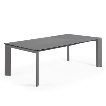 Mesa extensible Axis en porcelana Roca Vulcano con patas gris oscuro 160 (220) cm
