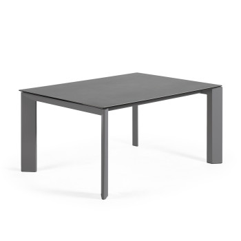 Mesa extensible Axis en porcelana Roca Vulcano con patas gris oscuro 160 (220) cm