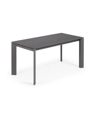 Mesa extensible Axis en porcelana Roca Vulcano con patas gris oscuro 160 (220) cm