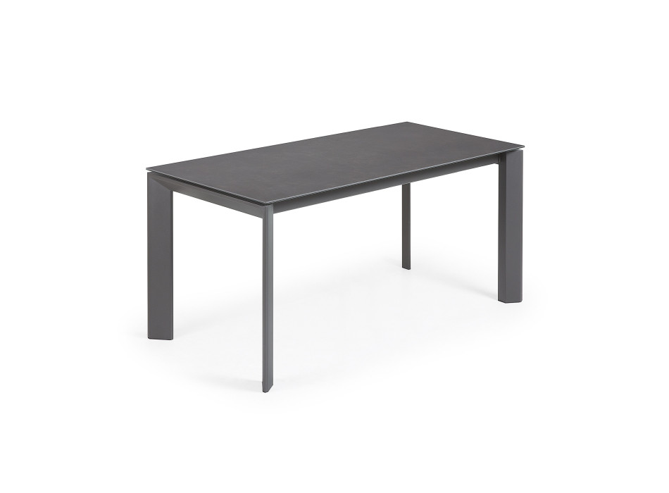 Mesa extensible Axis en porcelana Roca Vulcano con patas gris oscuro 160 (220) cm