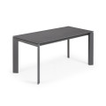 Mesa extensible Axis en porcelana Roca Vulcano con patas gris oscuro 160 (220) cm