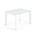 Mesa extensible Axis en cristal blanco y patas de cristal blanco