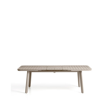 Mesa de exterior extensible Izola de aluminio con acabado color topo, 185 (235) x 100 cm.