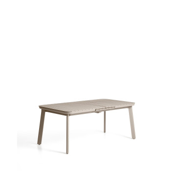 Mesa de exterior extensible Izola de aluminio con acabado color topo, 185 (235) x 100 cm.