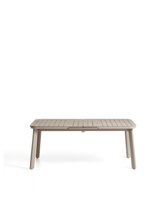 Mesa de exterior extensible Izola de aluminio con acabado color topo, 185 (235) x 100 cm.