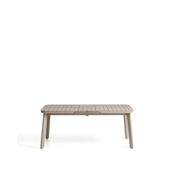 Mesa de exterior extensible Izola de aluminio con acabado color topo, 185 (235) x 100 cm.