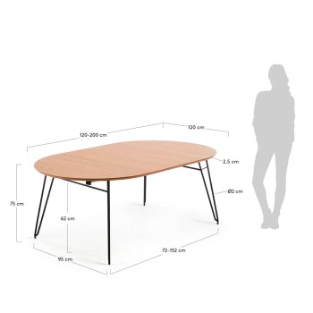 Mesa extensible Novac Ø 120 (200) cmo, chapa de roble natural